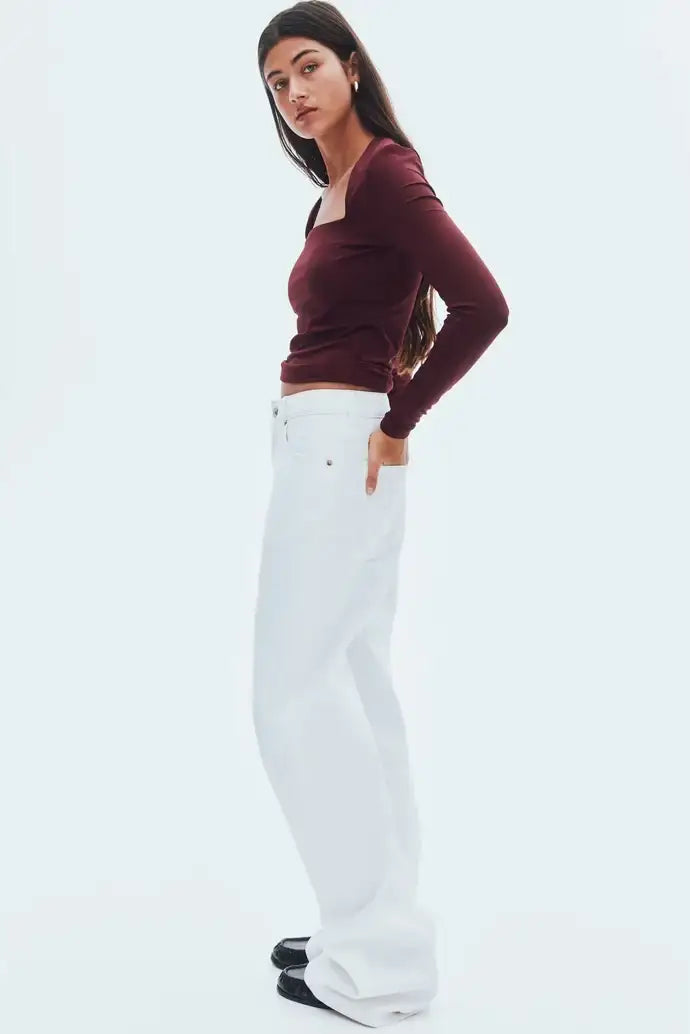 LT1K Square-Neck Full Sleeve Slim Top.(Perfect For All Season)