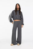 Grey Side Stripe Wide-Leg Trouser With Cute Little Bow.