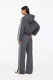 Grey Side Stripe Wide-Leg Trouser With Cute Little Bow.