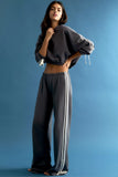 Grey Side Stripe Wide-Leg Trouser With Cute Little Bow.