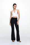 MANGO Pure Black High-Waisted Flare Jeans.