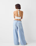 LT1K Elastic Waist Wide-Leg Jeans