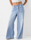 LT1K Elastic Waist Wide-Leg Jeans