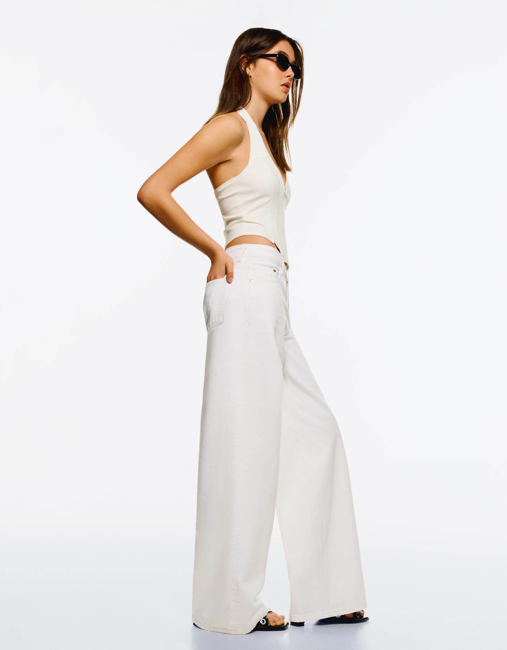 Zara White High-Waisted Wide-Leg Jeans. - lessthan1thousand