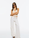 Zara White High-Waisted Wide-Leg Jeans.