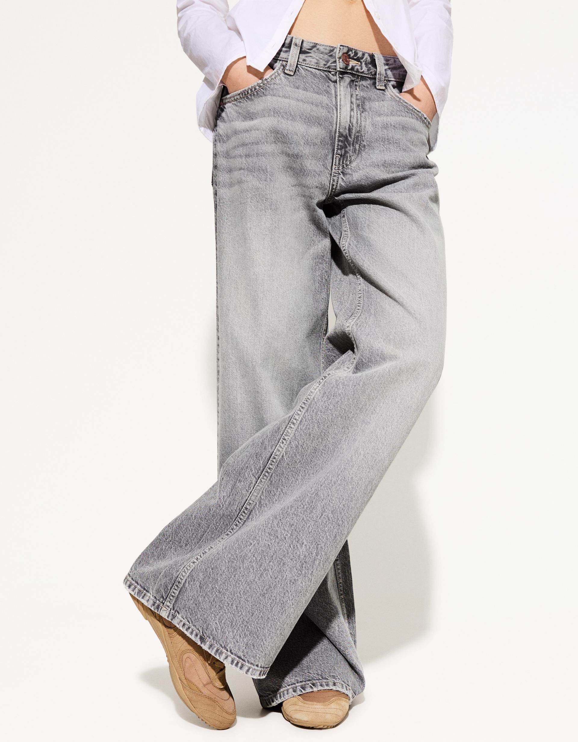 Zara Light Grey Wide-Leg Jeans. (Minor Fault) - lessthan1thousand