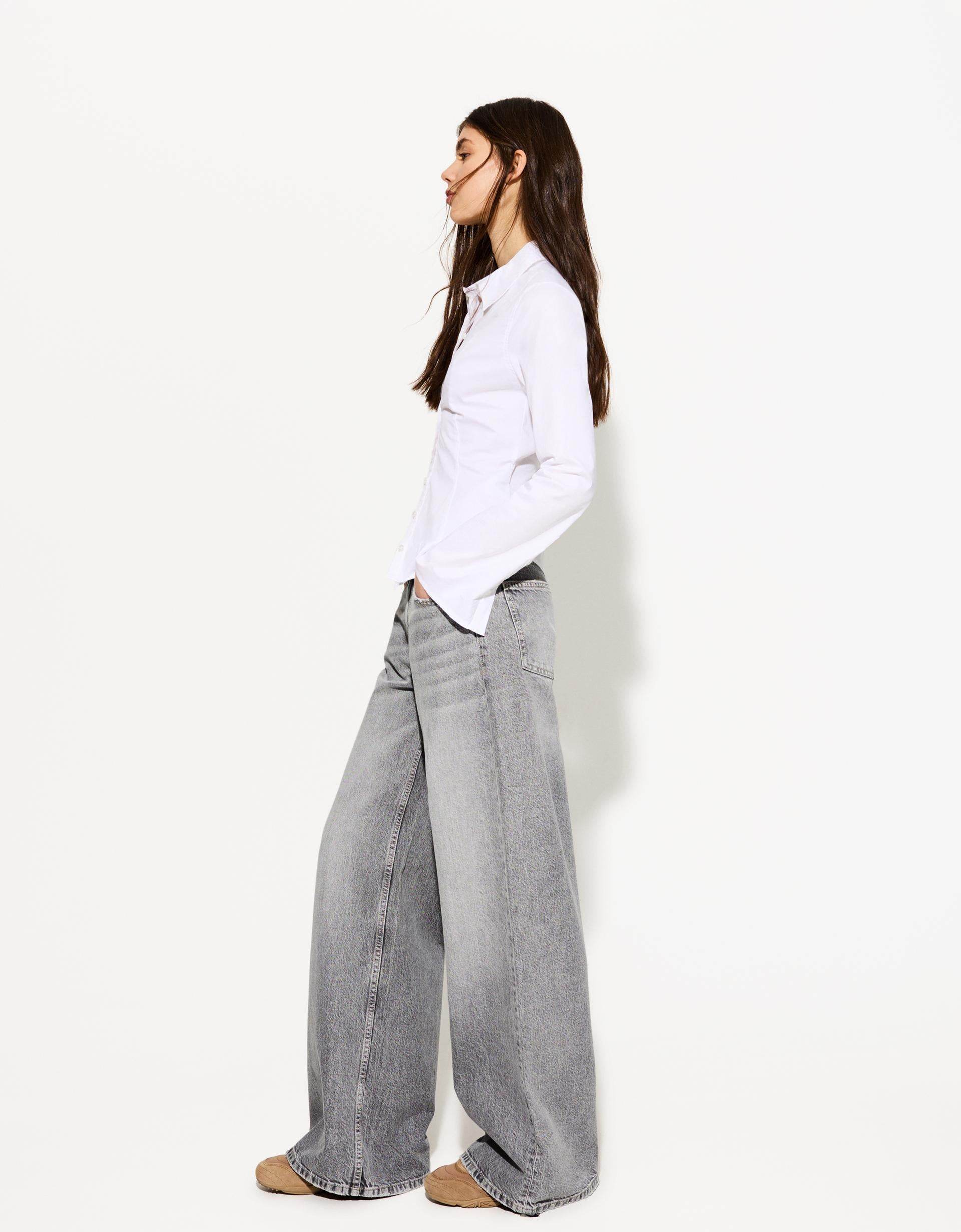 Zara Light Grey Wide-Leg Jeans. (Minor Fault) - lessthan1thousand