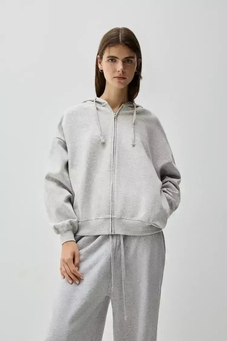 LT1K Grey Zipper Oversize hoodie.