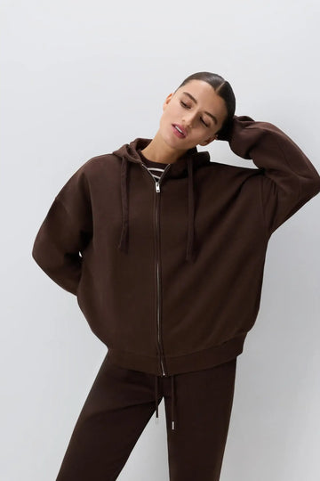 LT1K Brown Zipper Oversize hoodie.