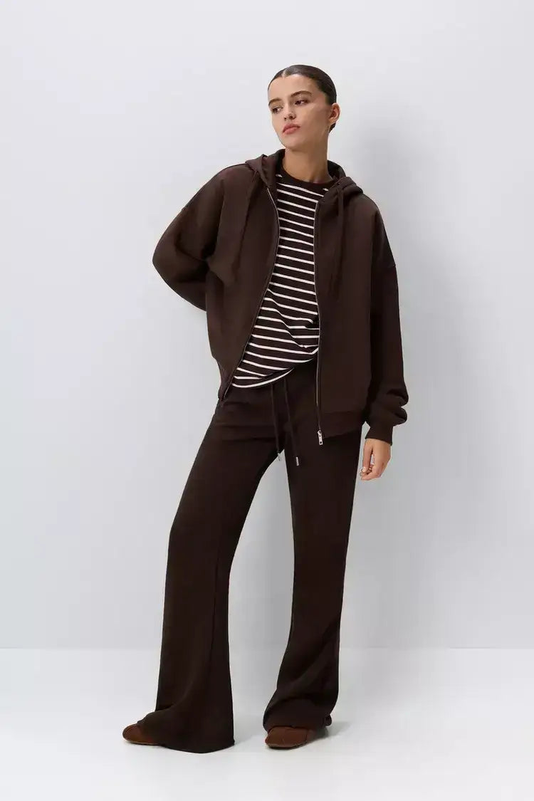 LT1K Brown Zipper Oversize hoodie.