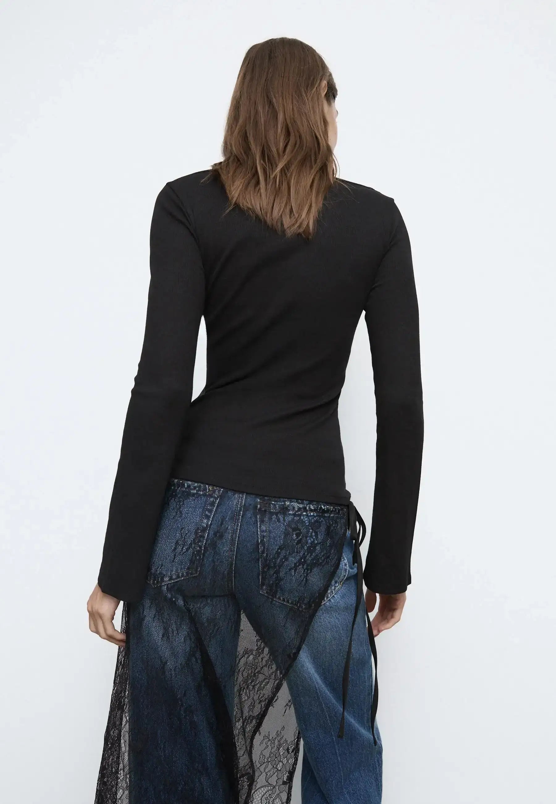 LT1K Essential Full-Sleeves Boat-Neck With Bell Sleeve Slim Top.(Perfect For All Season)