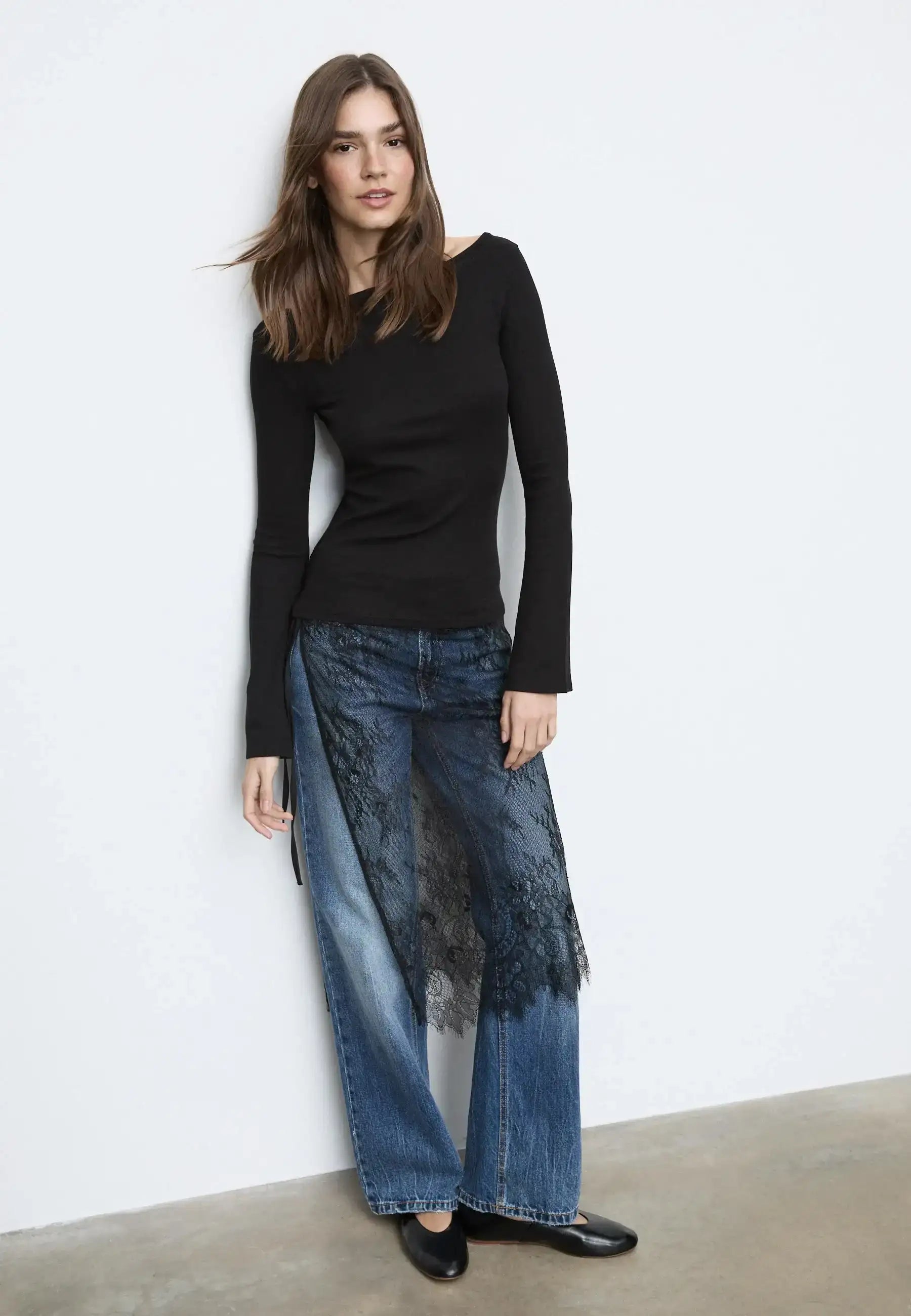 LT1K Essential Full-Sleeves Boat-Neck With Bell Sleeve Slim Top.(Perfect For All Season)