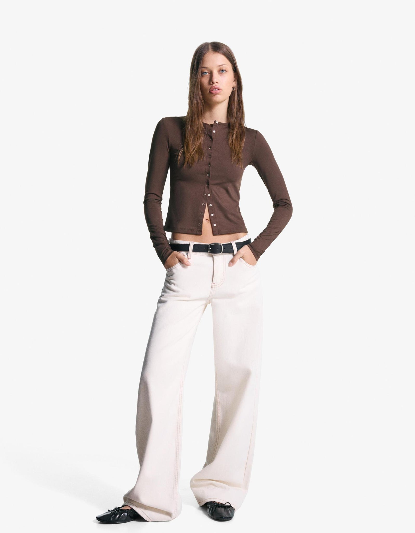 LT1K Brown Essential Long sleeve T-shirt with buttons.(Perfect For All Season)