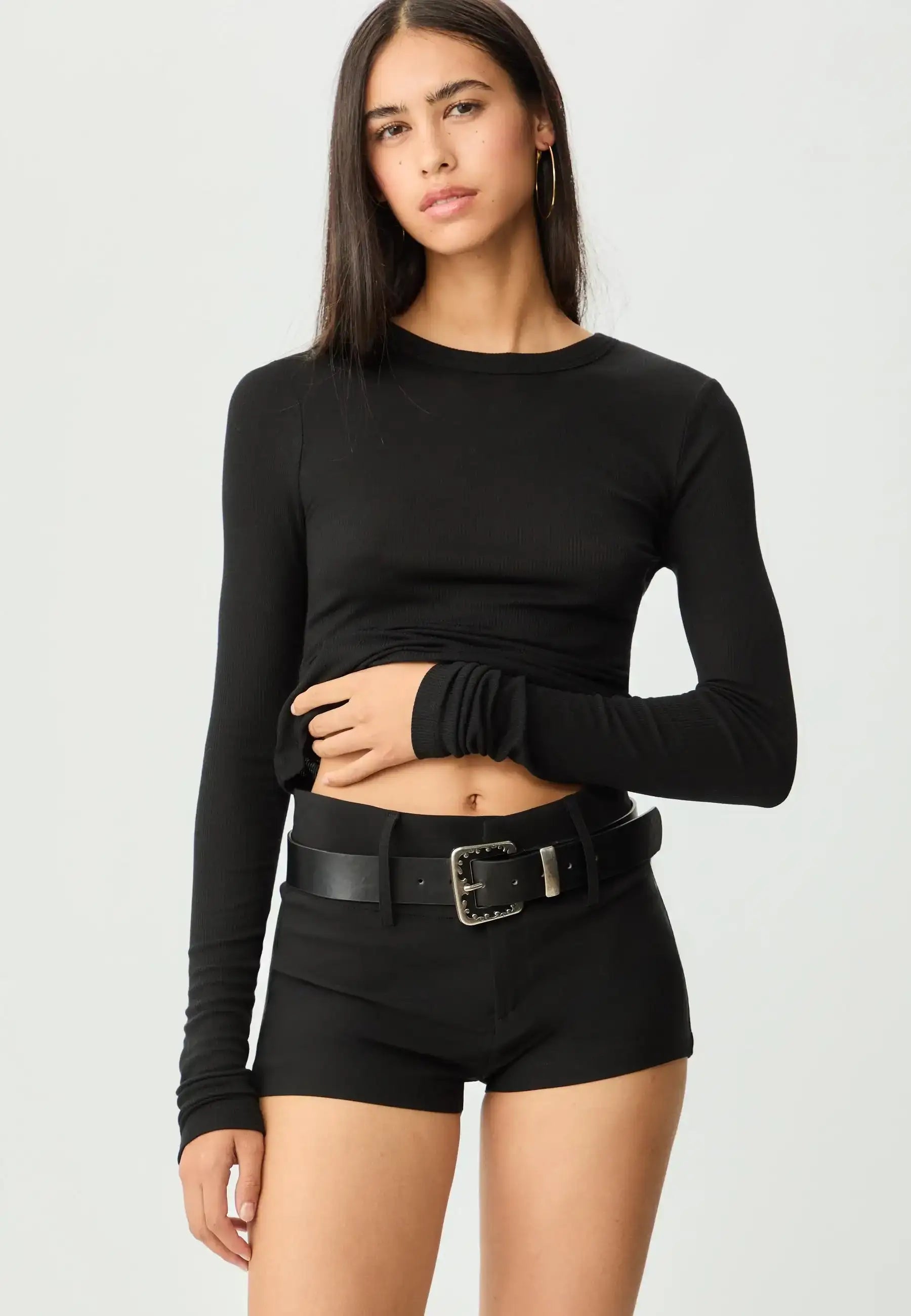 LT1K Black Essential Full-Sleeves Slim Top.(Perfect For All Season)