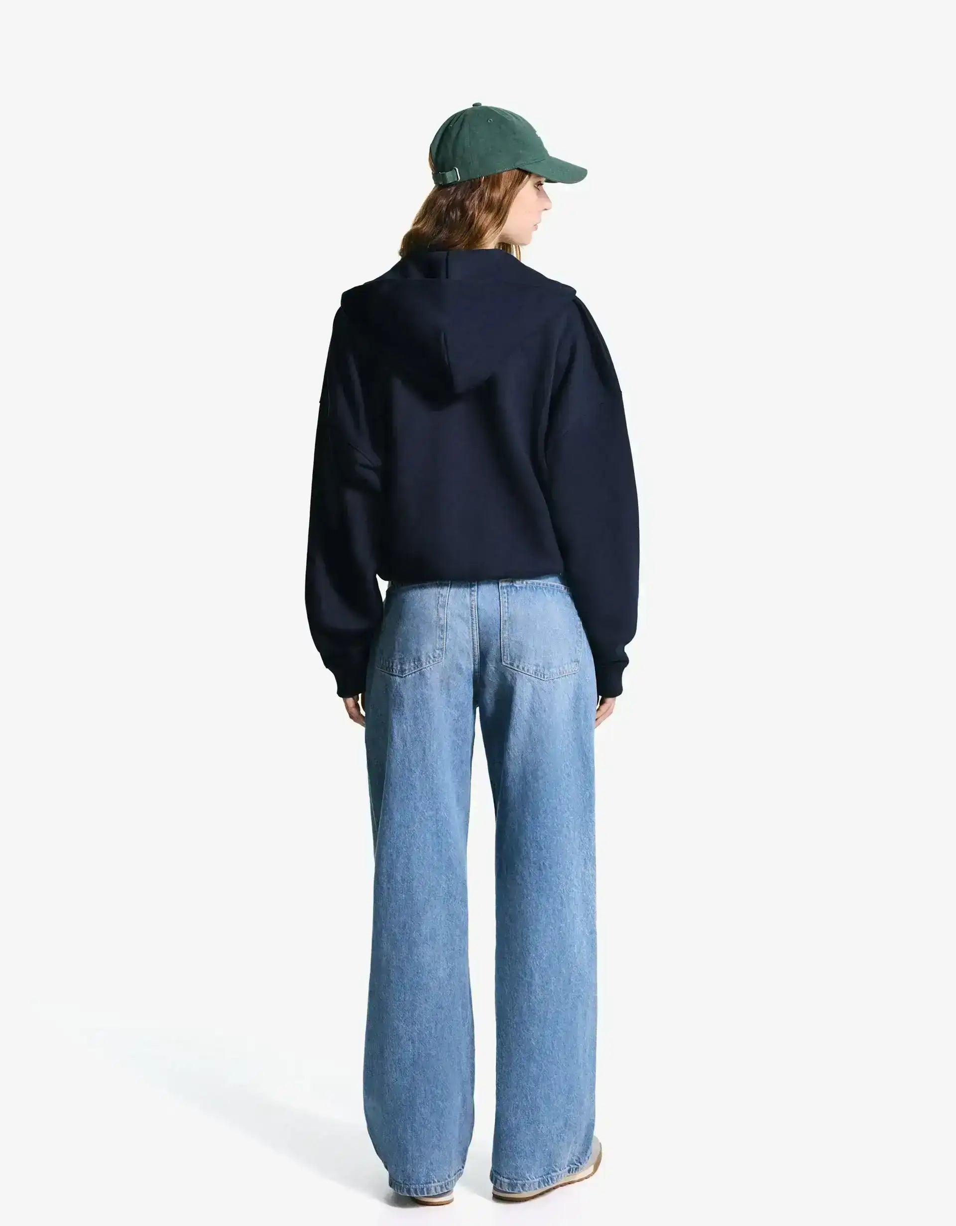 LT1K Navy Blue Zip-Up Oversize Crop hoodie.