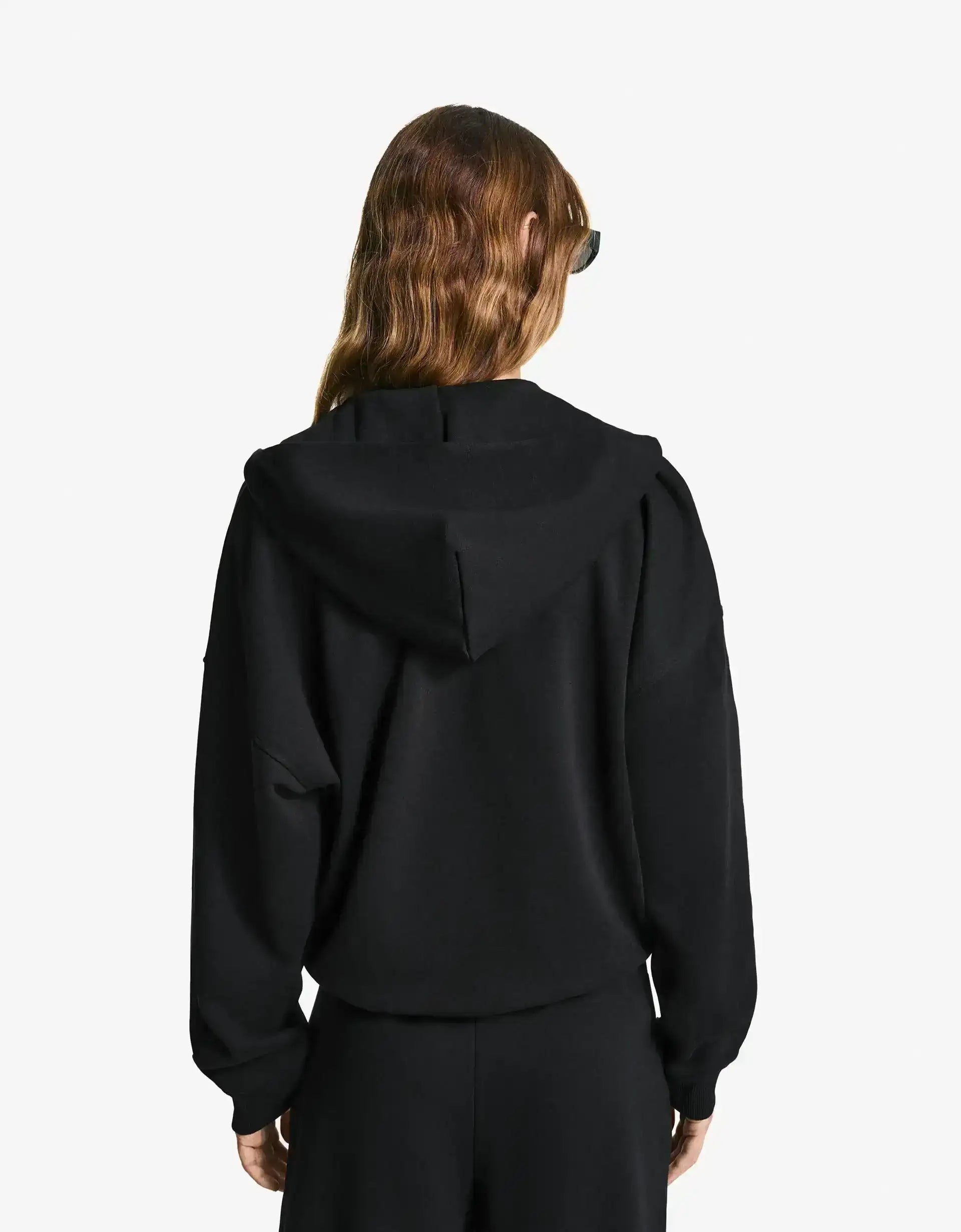 LT1K Black Zip-Up Oversize Crop hoodie.