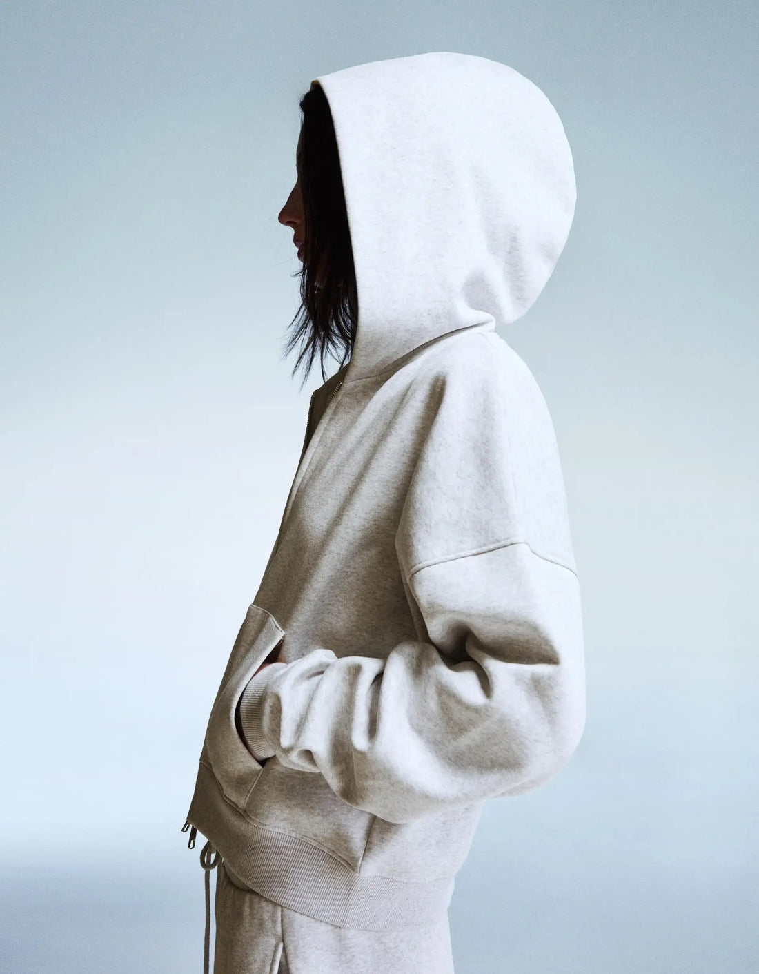 LT1K Grey Zip-Up Oversize Crop hoodie.