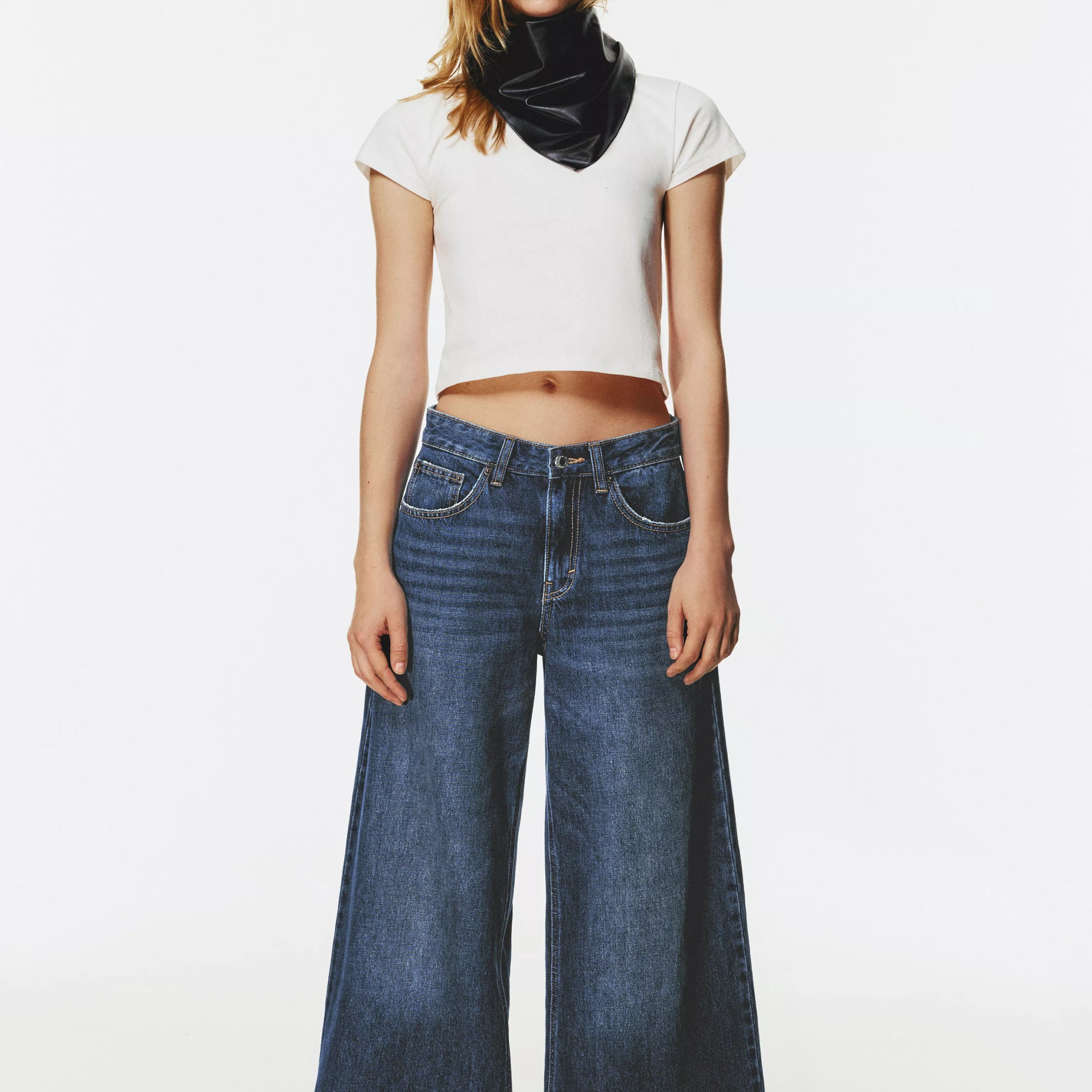 LT1K Dark Blue Wide Leg Jeans. (Without Blasting and Whisker).