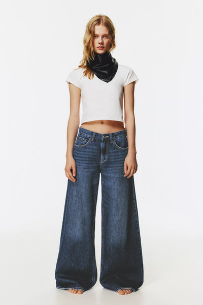 LT1K Dark Blue Wide Leg Jeans. (Without Blasting and Whisker).