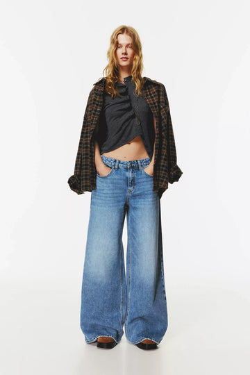 LT1K MID-Blue Wide Leg Jeans.