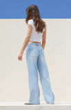 ZARA Light Blue Knee-Ripped High-Waisted Wide-Leg Jeans