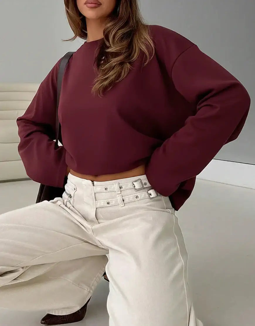 LT1K Maroon Oversize full Sleeves Top.(Perfect For All Season)