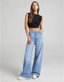 MANGO MID-Blue Wide Leg Jeans .