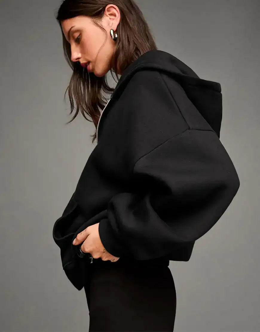 LT1K Black Zipper Oversize hoodie.