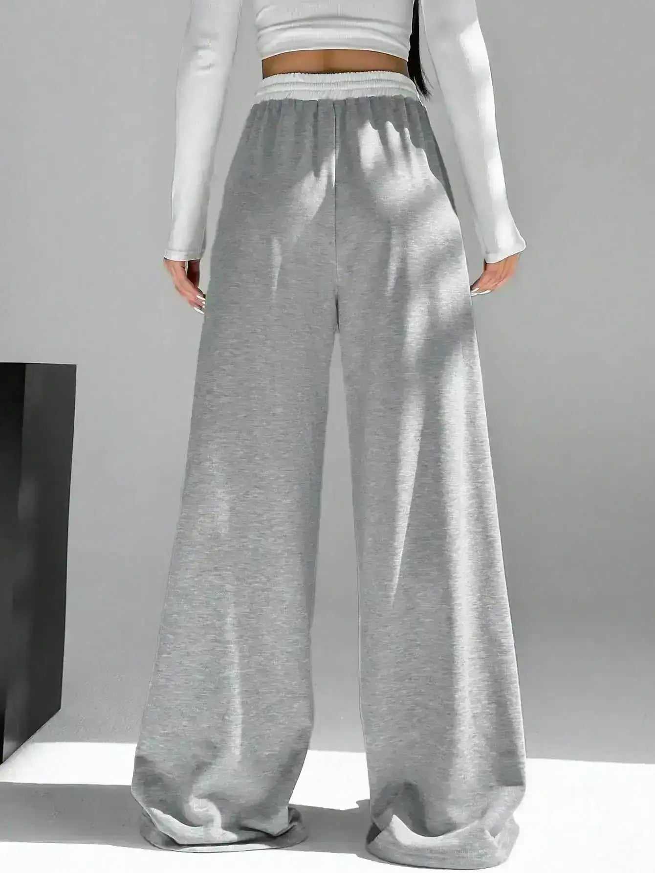 Contrast waist Wide-Leg Trouser.(Perfect For All Season)