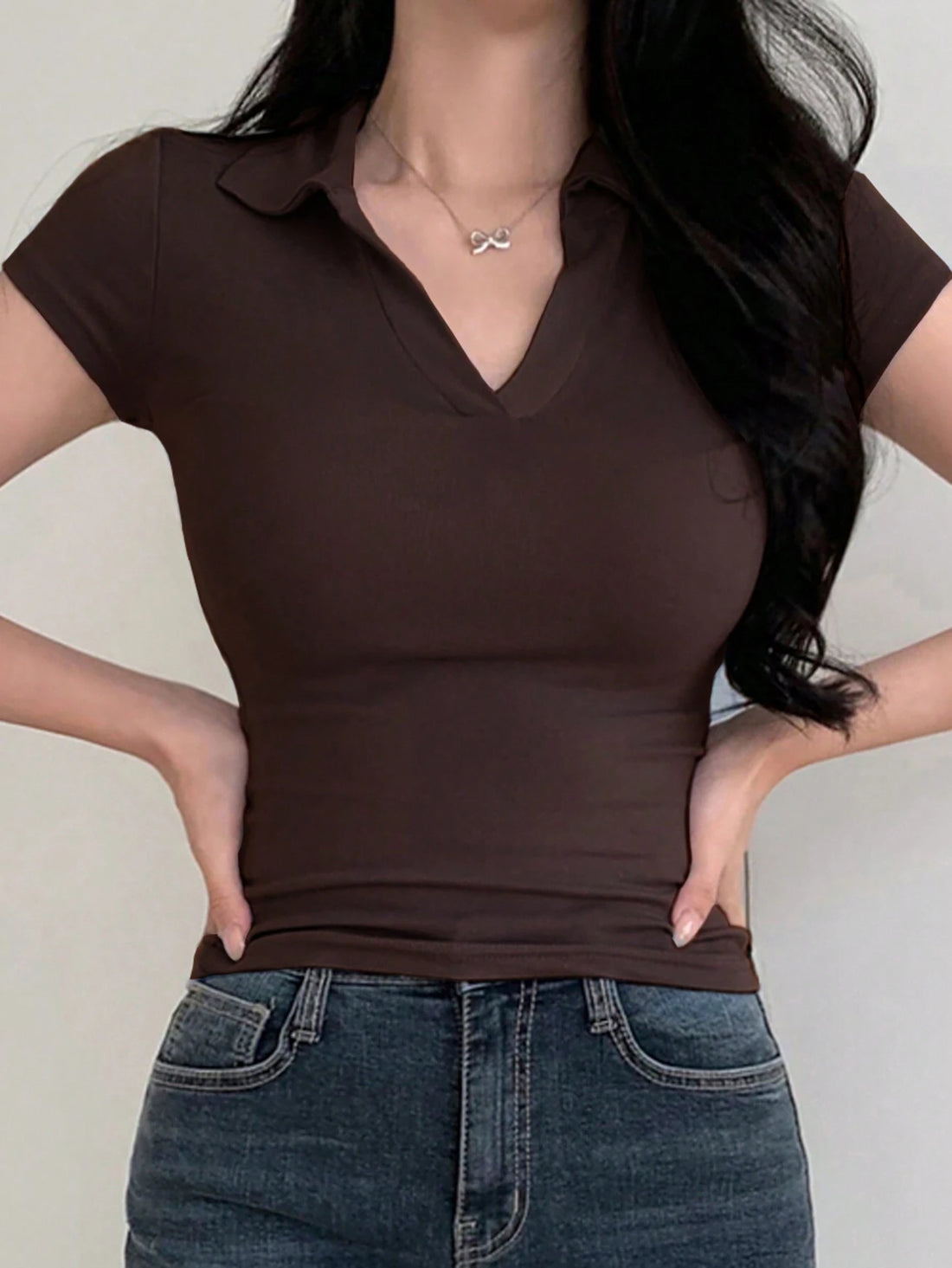 LT1K Essential Coffee Brown Slim Polo.
