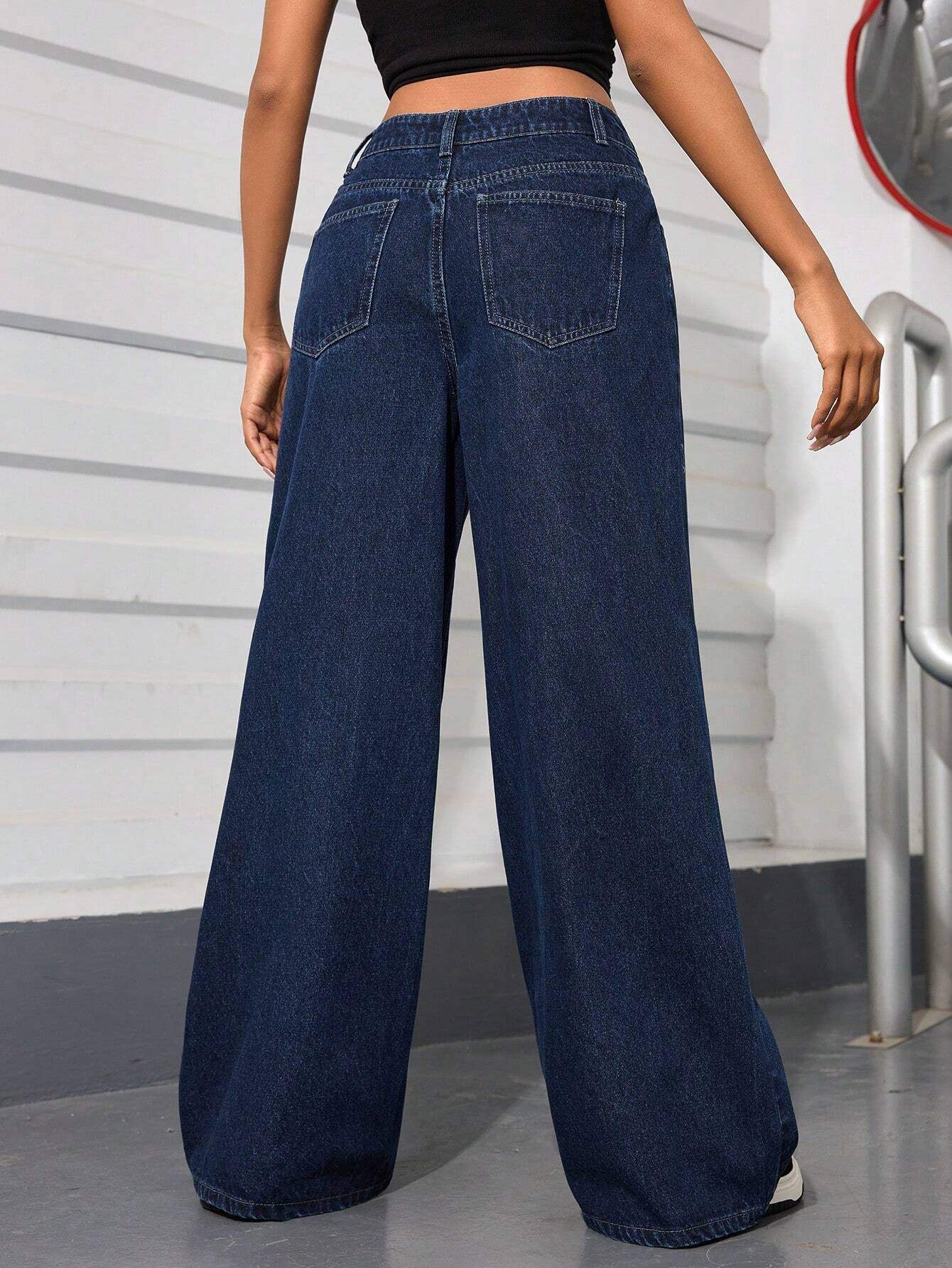 LT1K Dark-Blue Wide Leg Jeans.