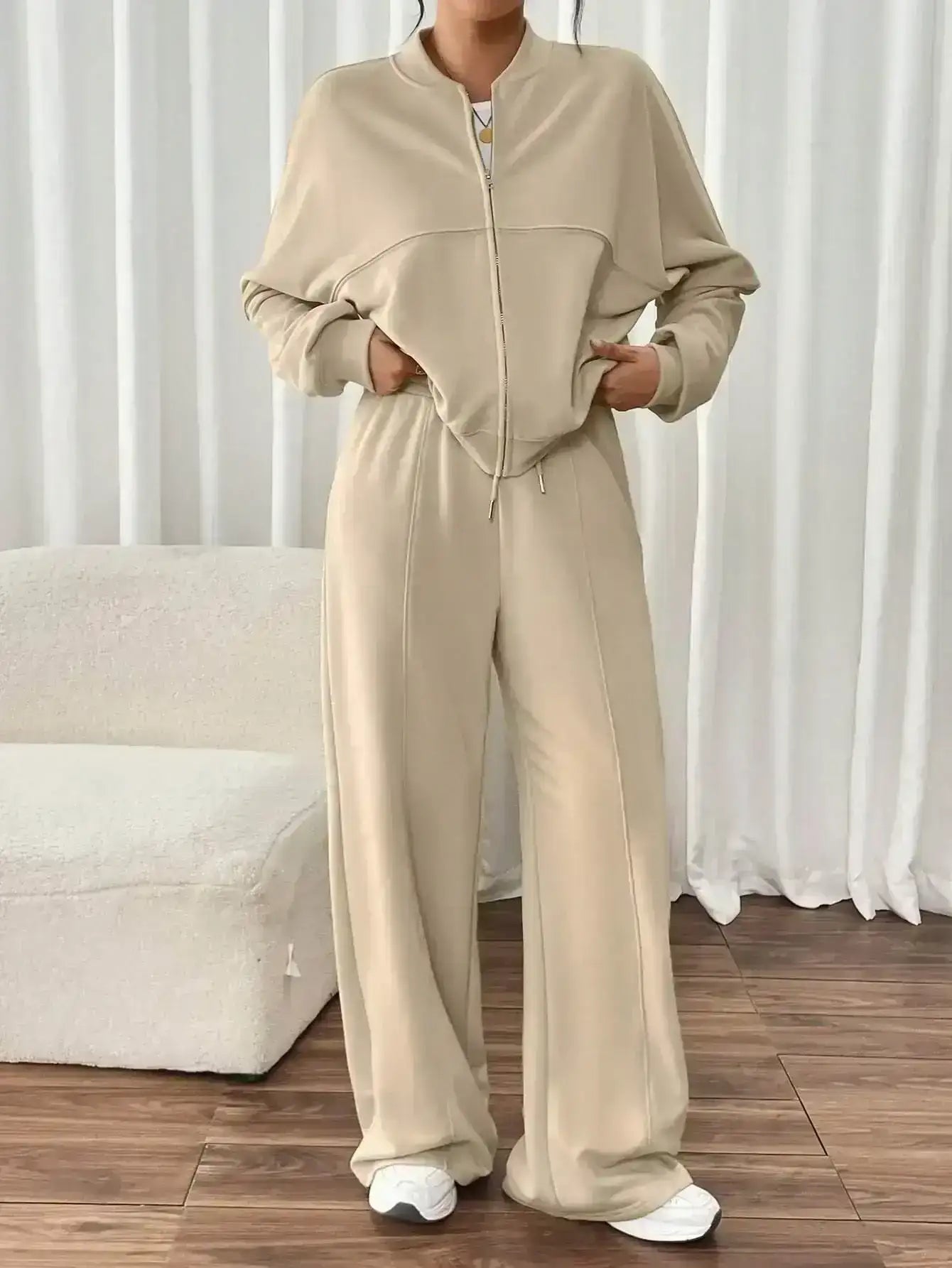 LT1K Sand Front-Seam Wide-Leg Trouser (Made For Summer). - lessthan1thousand