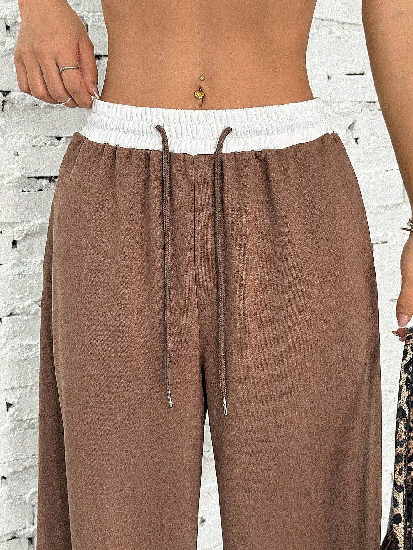 Contrast waist Wide-Leg Trouser.(Perfect For All Season)