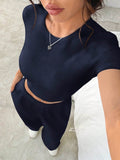 LT1K Navy Blue Fix Belt Wide-Leg Trouser (Made For Summer). - lessthan1thousand