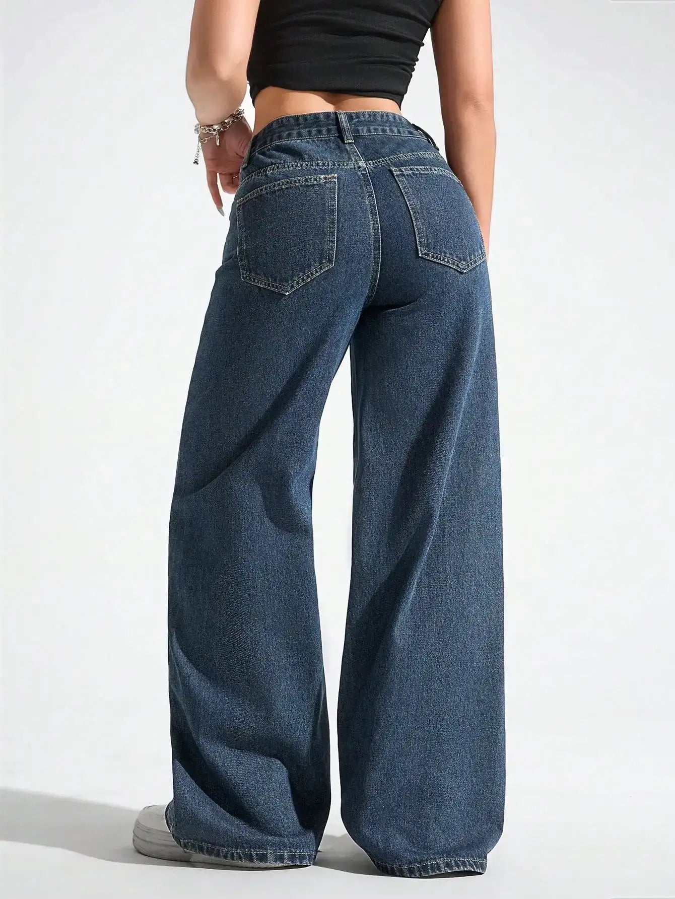 LT1K Dark-Blue Wide Leg Jeans. – lessthan1thousand