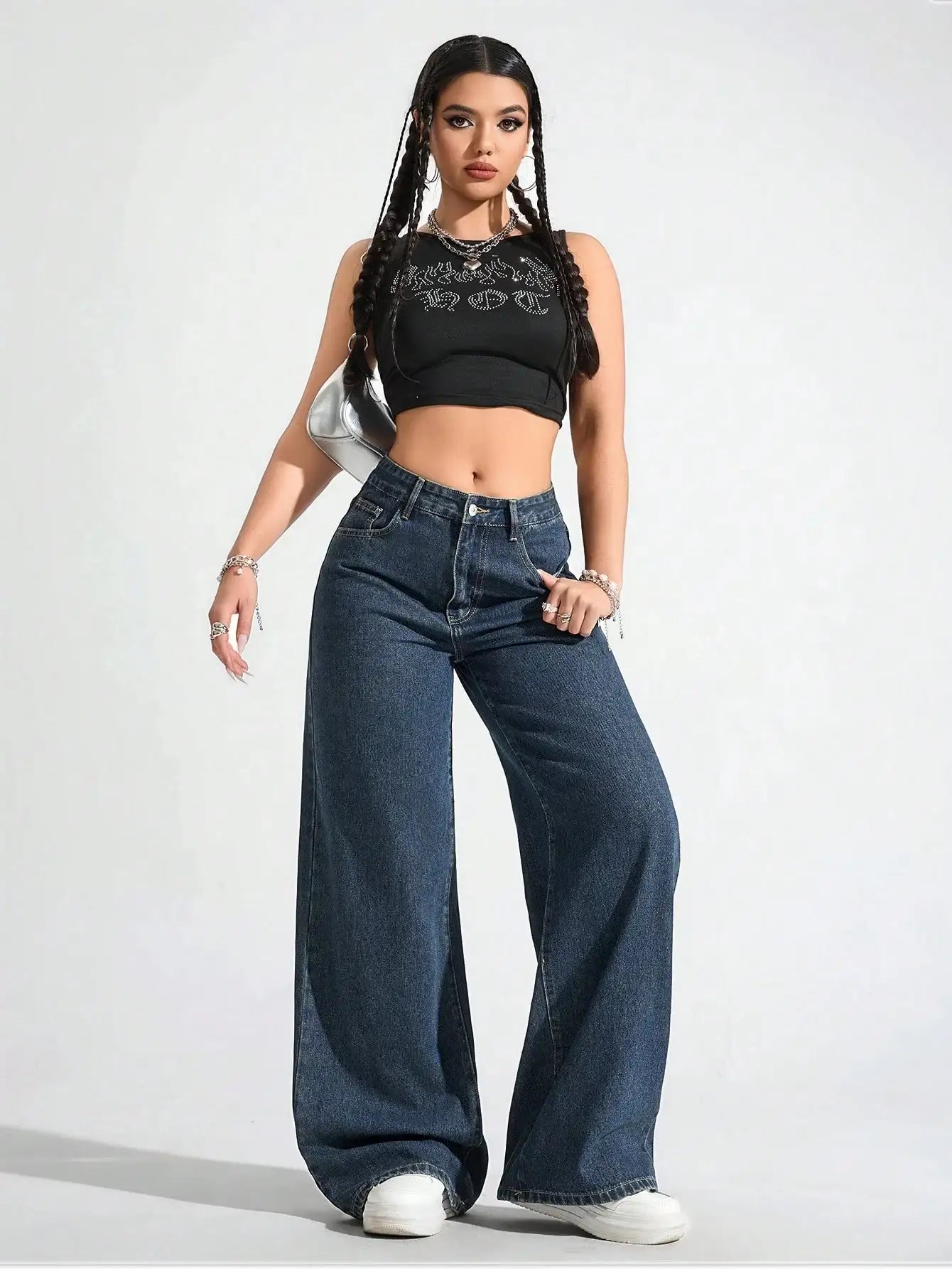 LT1K Dark-Blue Wide Leg Jeans.