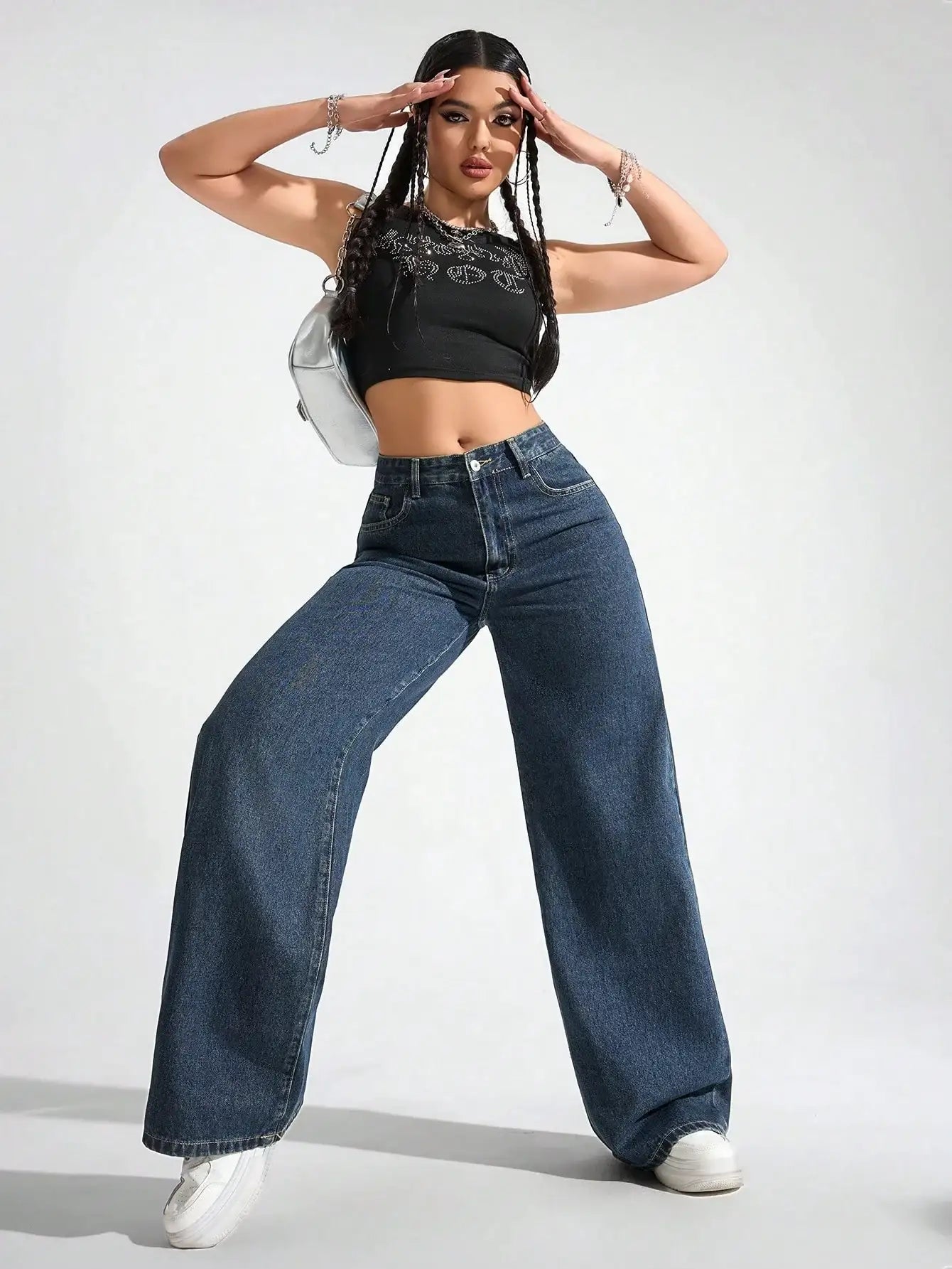 LT1K Dark-Blue Wide Leg Jeans.