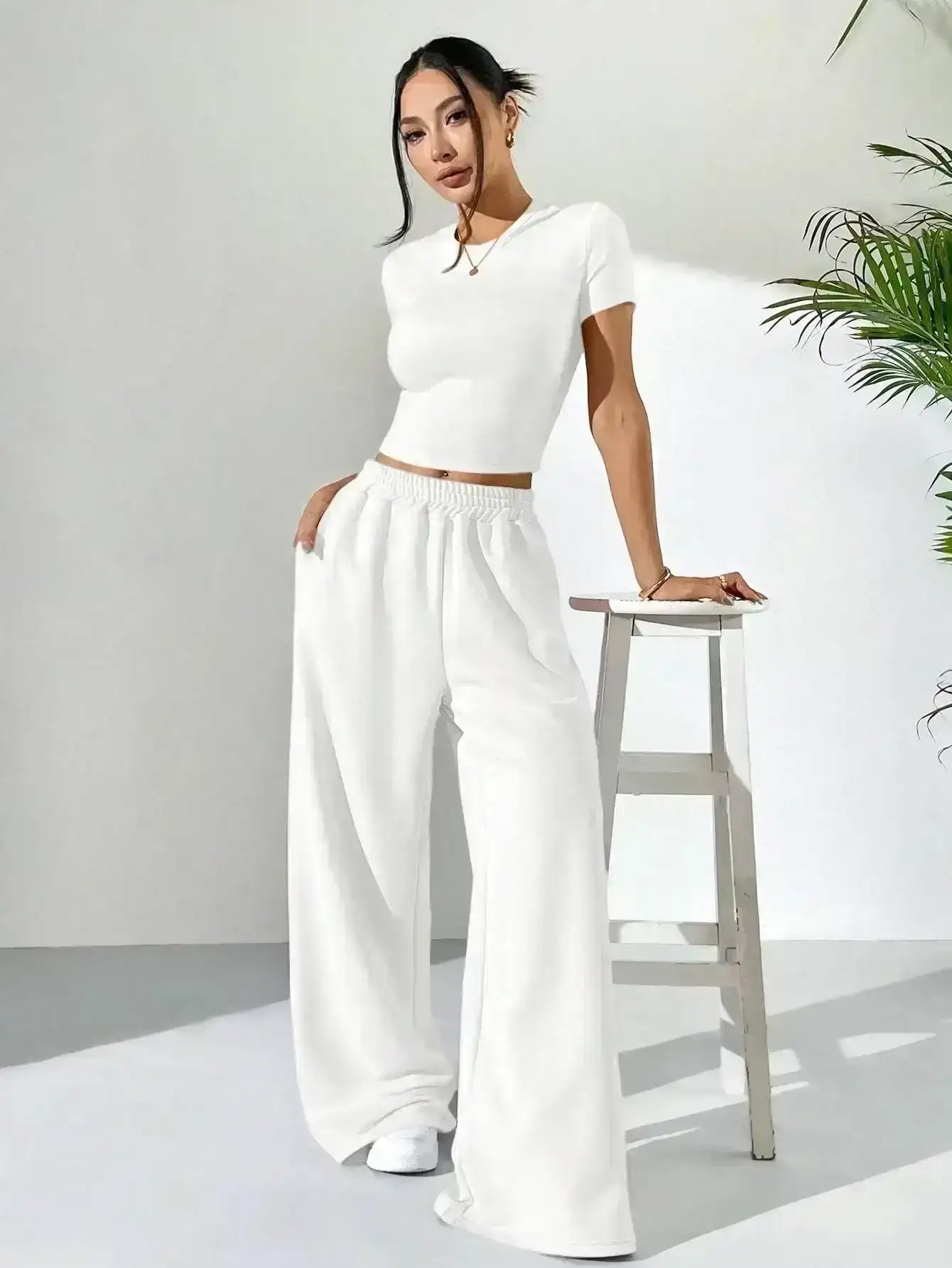 LT1K Fix Belt Wide-Leg Trouser.(Perfect For All Season)