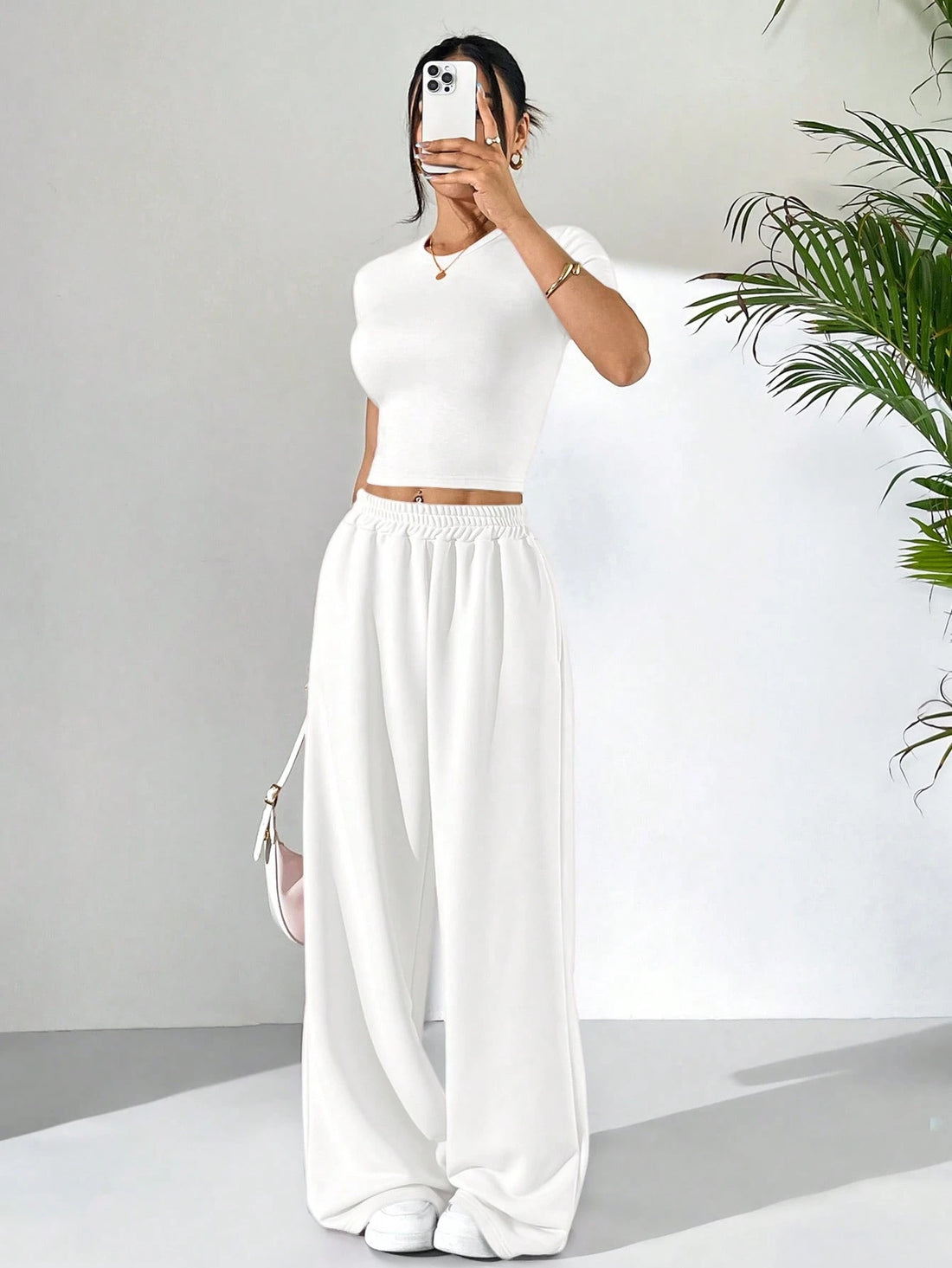 LT1K White Fix Belt Wide-Leg Trouser (Made For Summer).