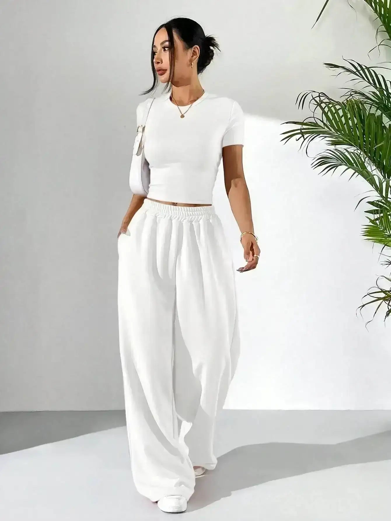 LT1K Fix Belt Wide-Leg Trouser.(Perfect For All Season)