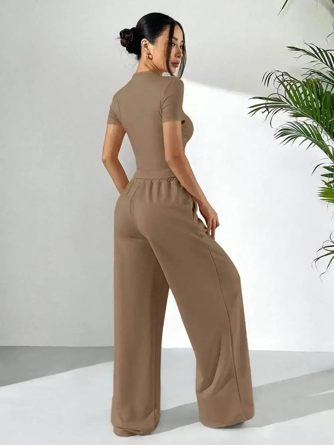 LT1K Brown Fix Belt Wide-Leg Trouser (Made For Summer). - lessthan1thousand