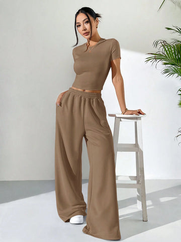 LT1K Brown Fix Belt Wide-Leg Trouser (Made For Summer).