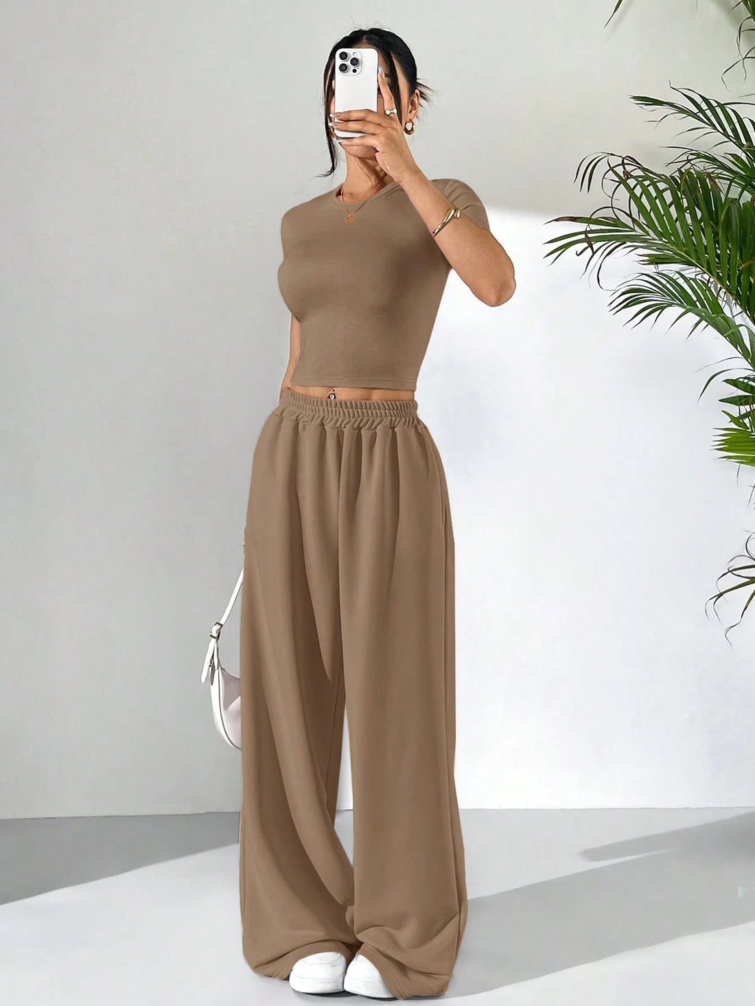 LT1K Brown Fix Belt Wide-Leg Trouser (Made For Summer).