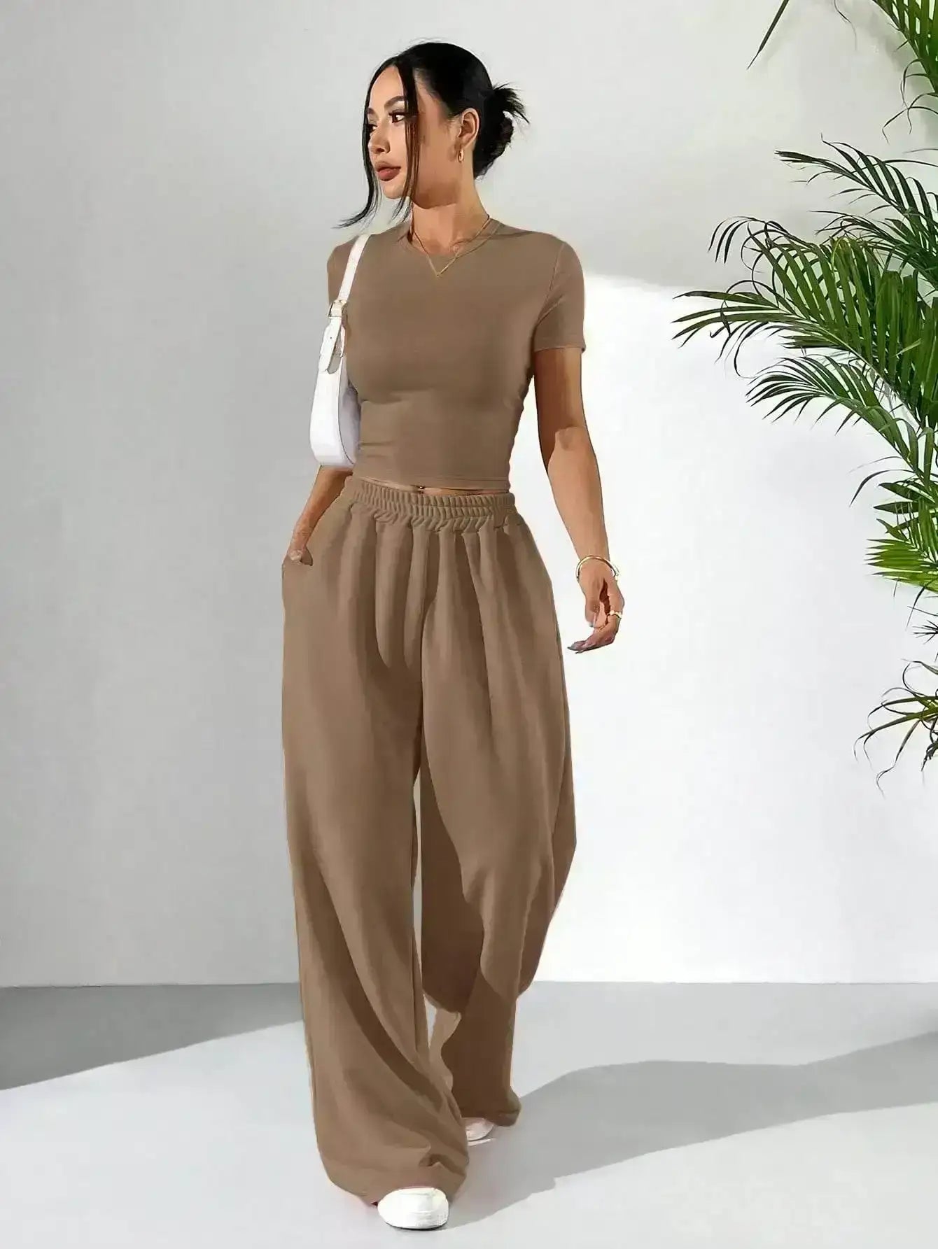 LT1K Fix Belt Wide-Leg Trouser.(Perfect For All Season )