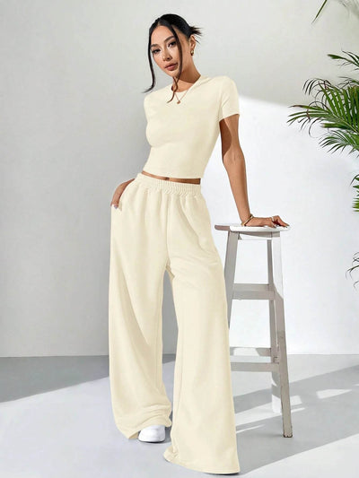 LT1K Sand Fix Belt Wide-Leg Trouser.(Perfect For All Season)