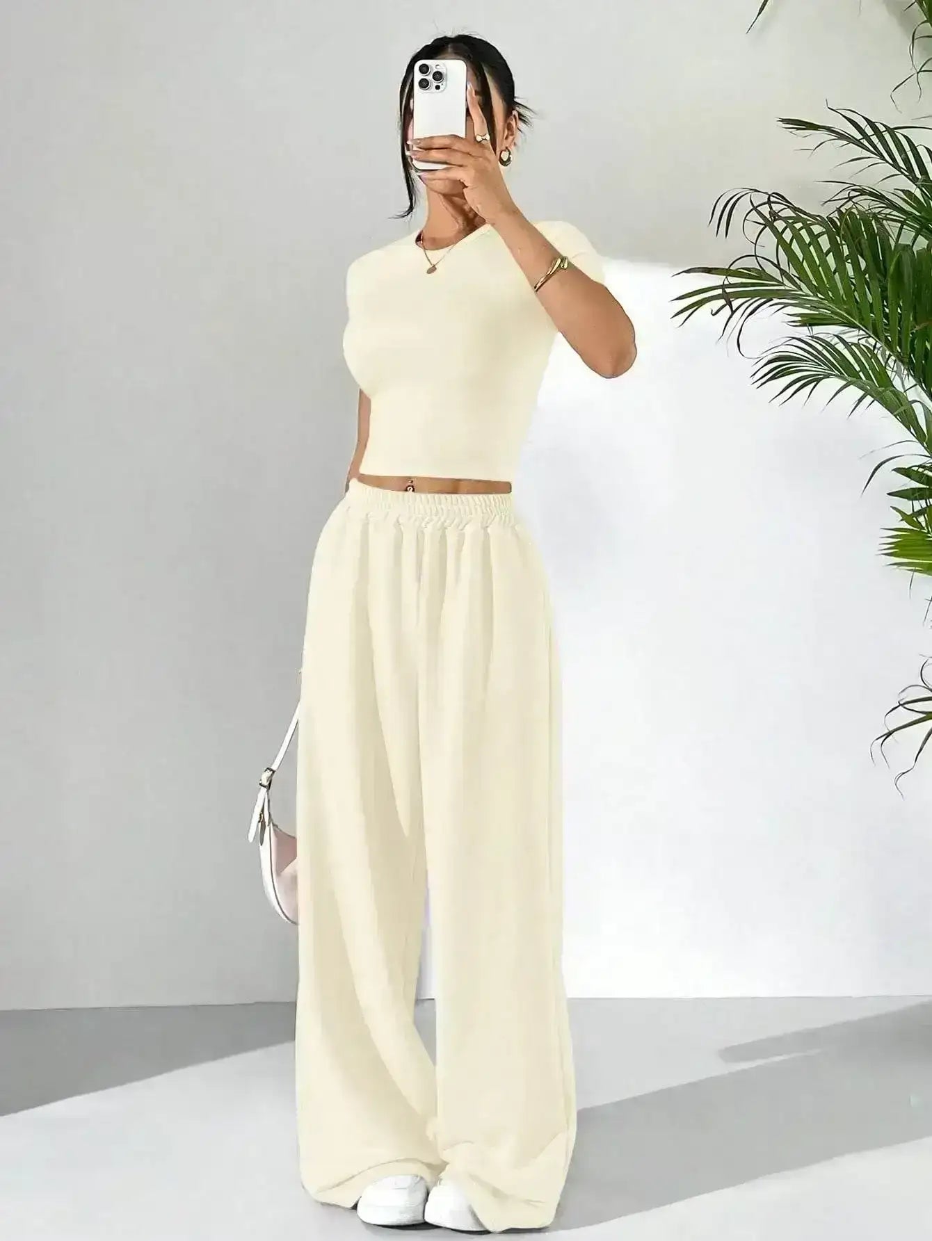 LT1K Fix Belt Wide-Leg Trouser.(Perfect For All Season)