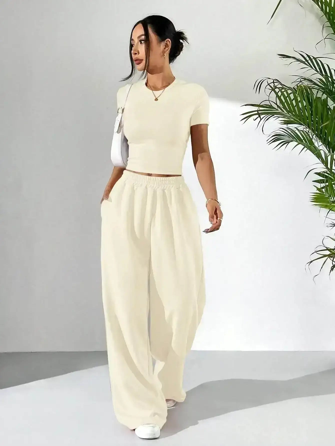 LT1K Fix Belt Wide-Leg Trouser.(Perfect For All Season)