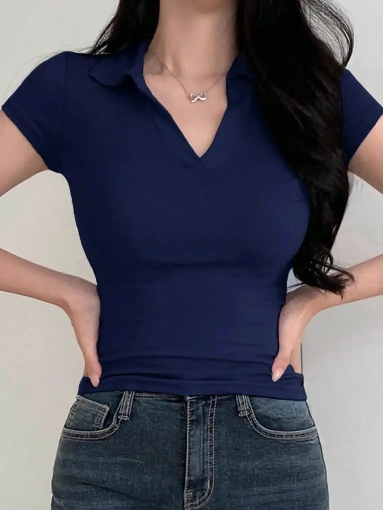 LT1K Essential Navy Blue Slim Polo. - lessthan1thousand