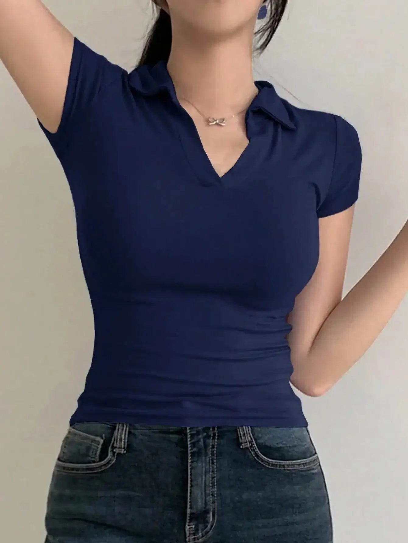 LT1K Essential Navy Blue Slim Polo. - lessthan1thousand