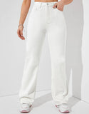 MANGO White High-Waist Loose Leg Jeans